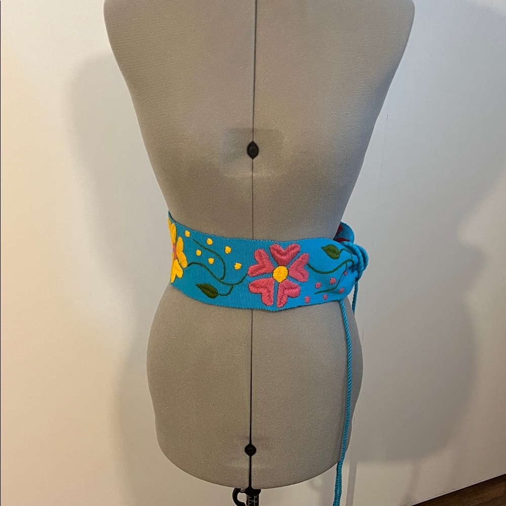 Colorful Floral Embroidered Belt only PINK available